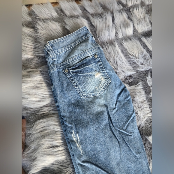 Guess Light Blue Distressed Wide Leg Jeans - Picture 7 of 17